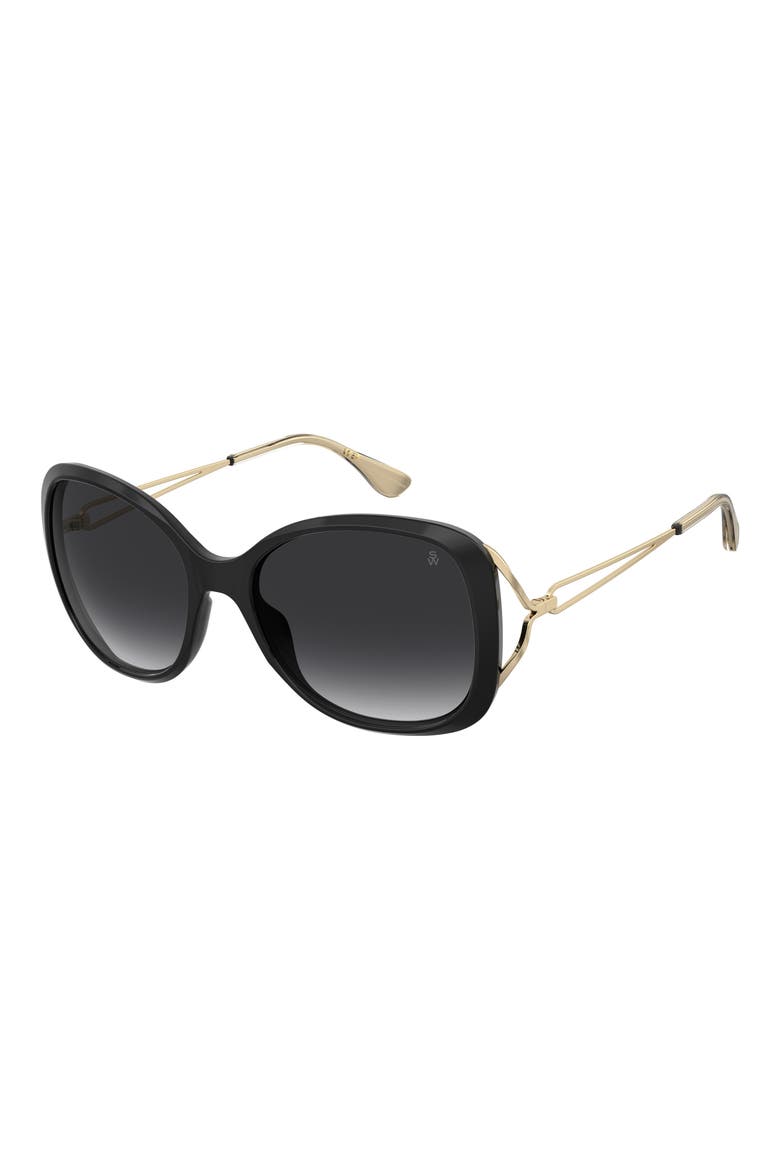 58mm Polarized Gradient Square Sunglasses, Alternate, color, BLACK/ GREY SF PZ AR