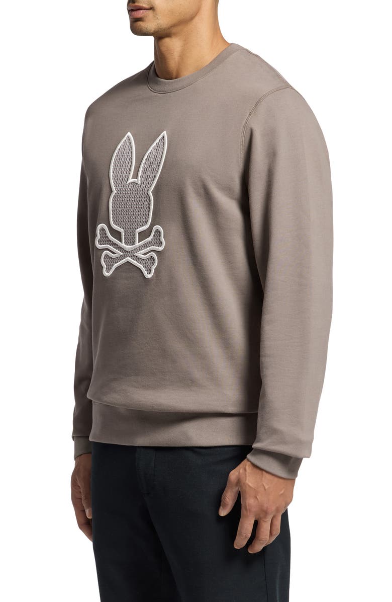Psycho Bunny Elno Bunny Appliqué Peached Cotton Crewneck Sweatshirt, Alternate, color, 