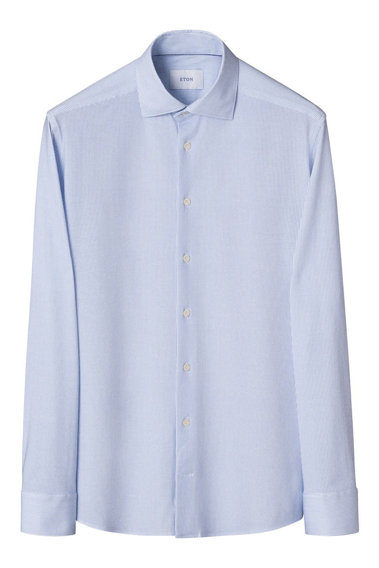 Slim Fit Stripe Stretch Jersey Dress Shirt, Alternate, color, MEDIUM BLUE