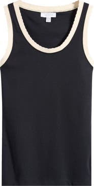 Topshop Contrast Frill Edge Cotton Sweater Vest