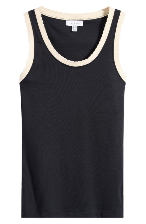 Topshop Contrast Frill Edge Cotton Sweater Vest
