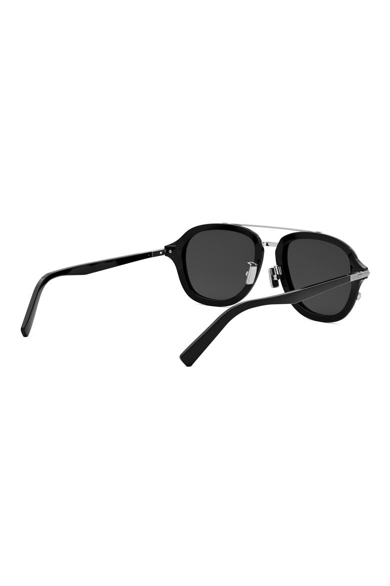 'DiorBlackSuit A4U 53mm Pilot Sunglasses, Alternate, color, SHINY BLACK / SMOKE