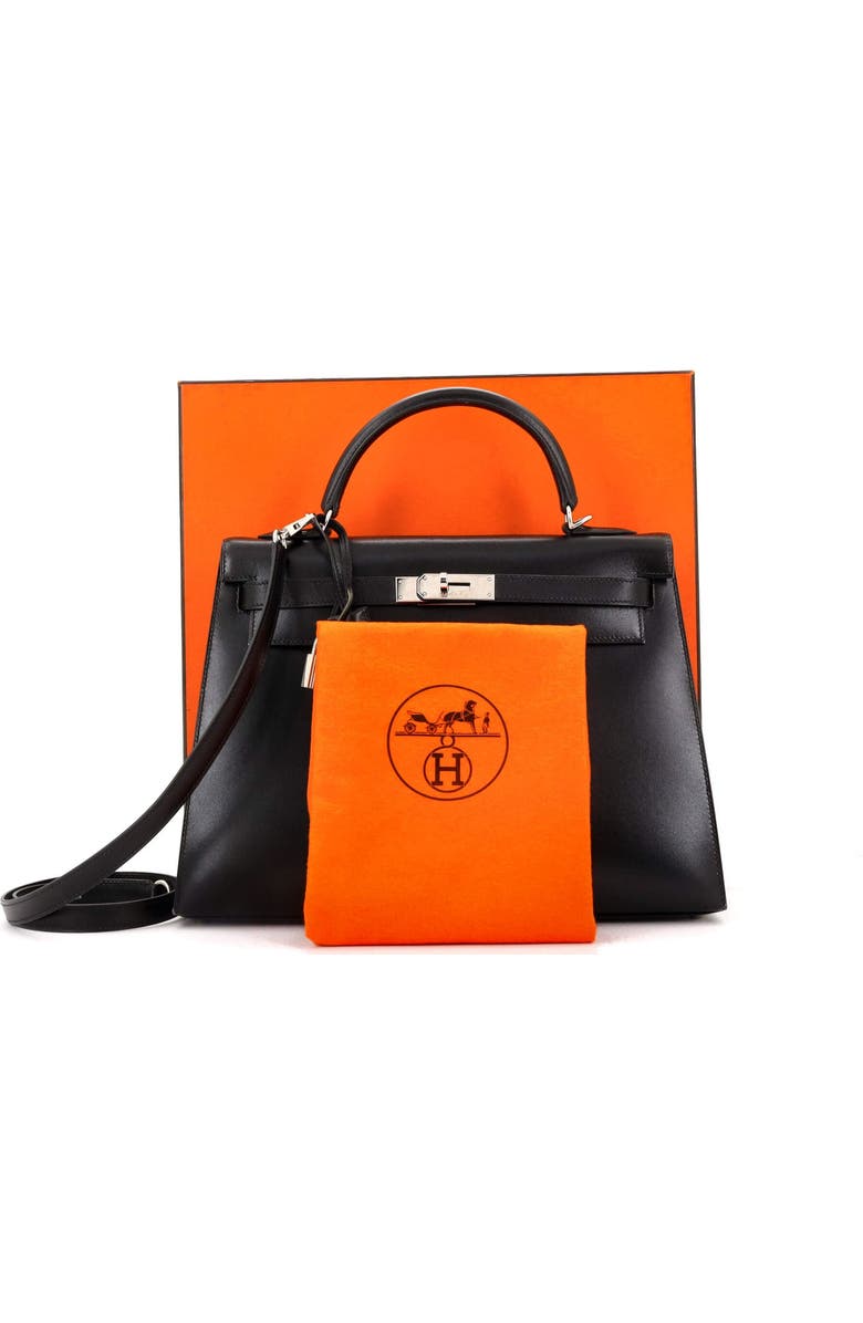 Pre-Owned Hermes Kelly Handbag Black Box Calf with Palladium Hardware 32, Alternate, color,