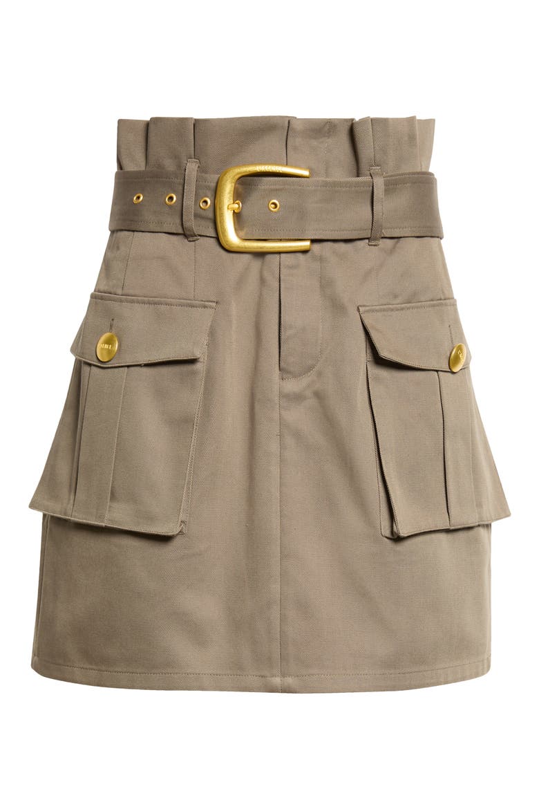 Maelis High Rise Paperbag Cargo Miniskirt, Main, color, SMOKEY OLIVE