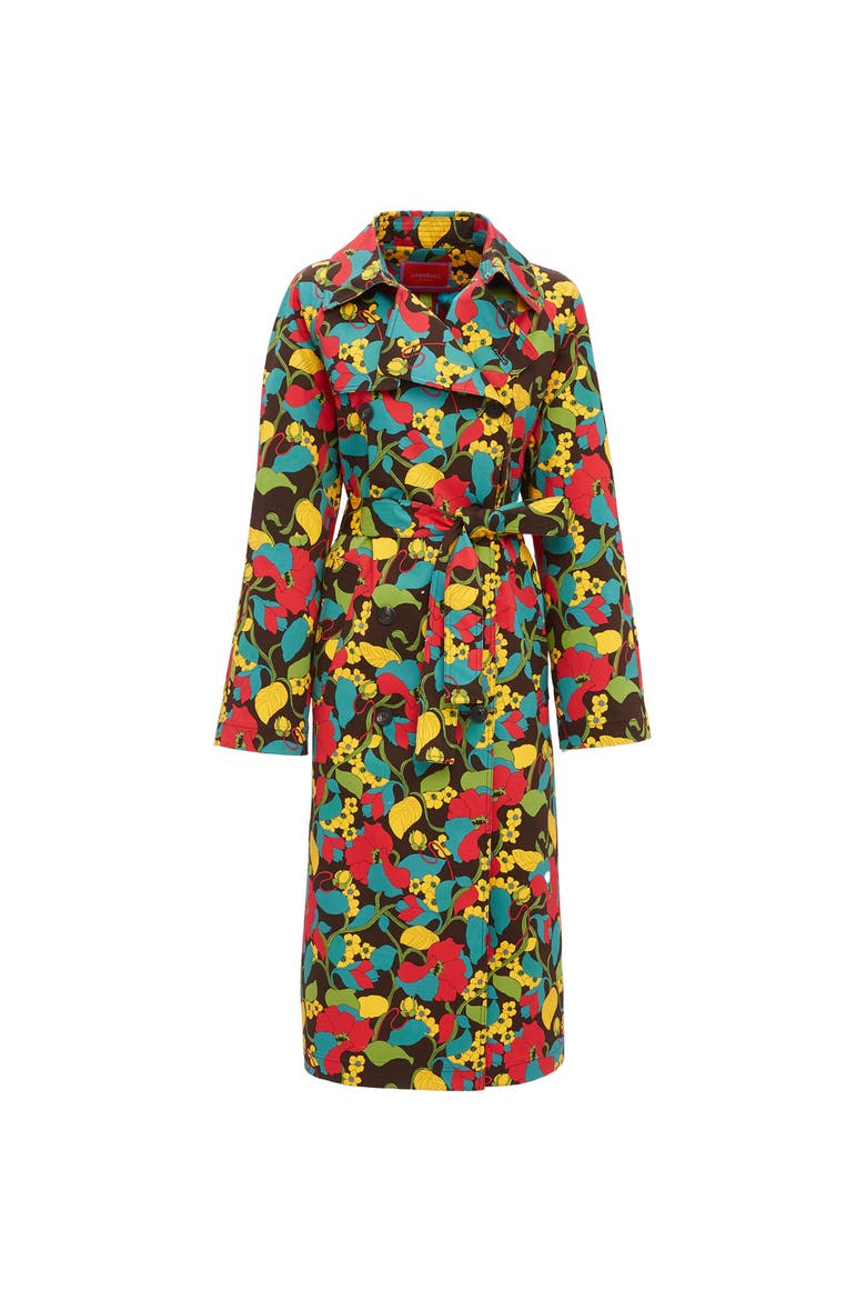 Milano Trench Coat Vines Brown, Alternate, color, Vines Brown