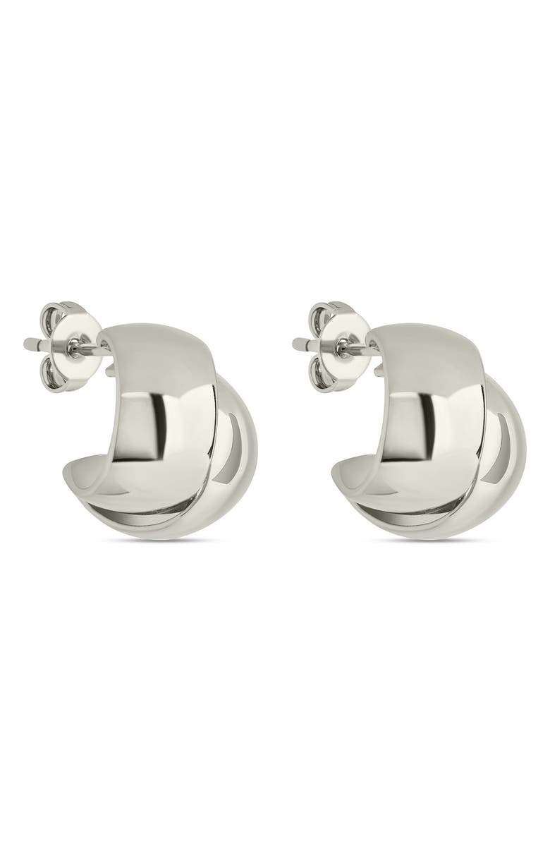 Sterling Forever Tamara Double Row Huggie Hoop Earrings, Alternate, color, 