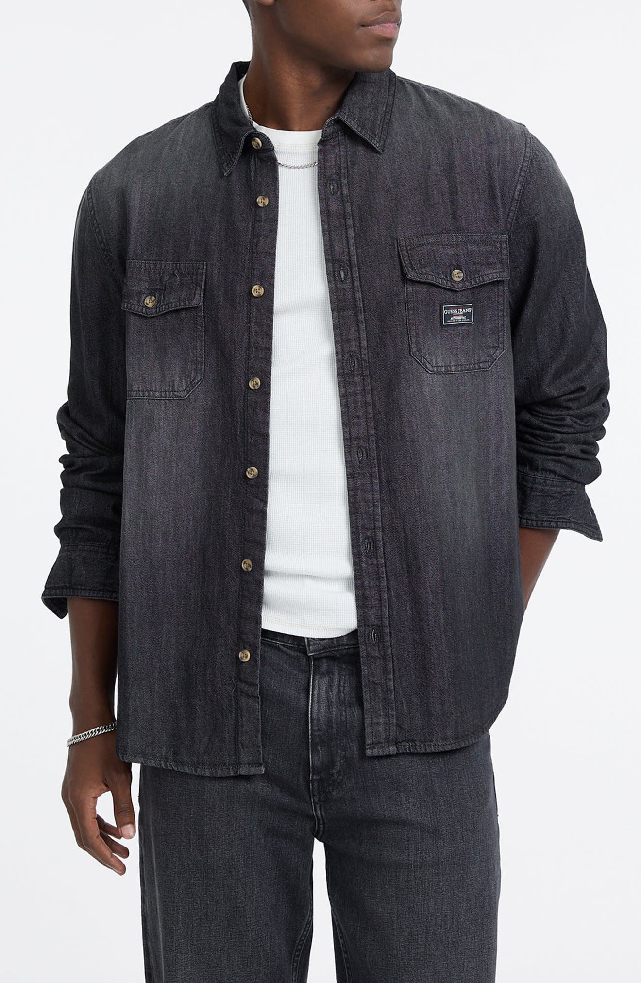 Regular Fit Denim Button-Up Shirt