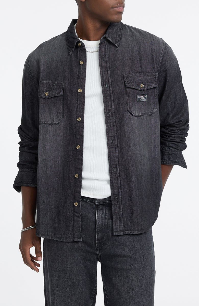 GUESS JEANS Regular Fit Denim Button-Up Shirt, Main, color, 