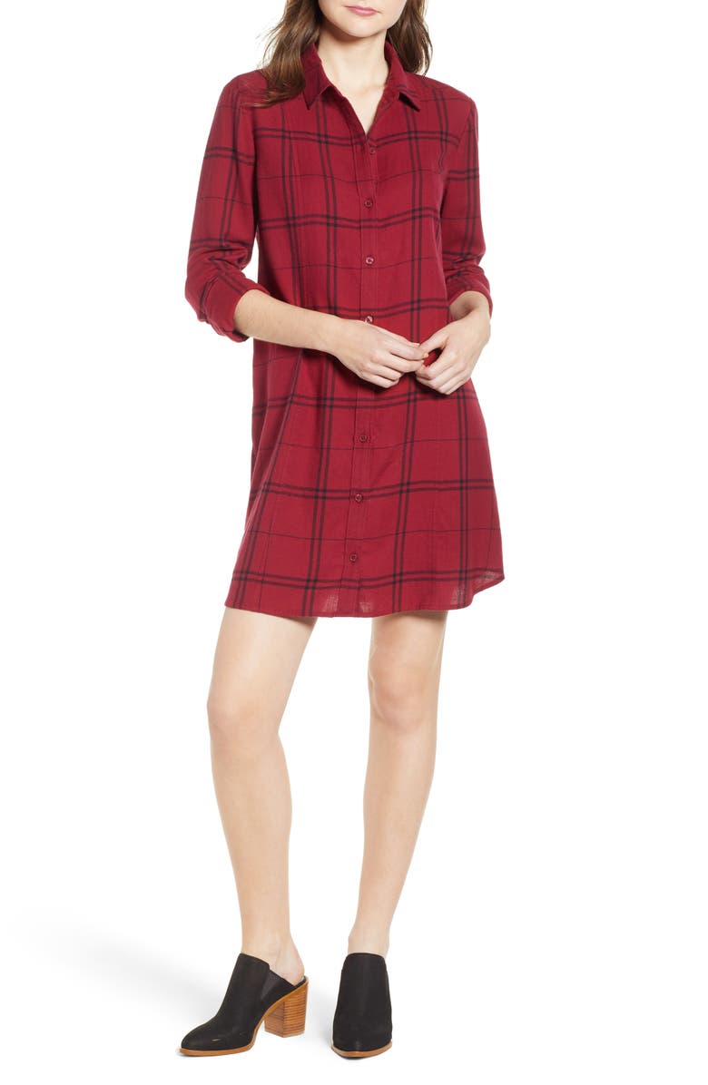 BP. Plaid Shirt Dress, Main, color, 