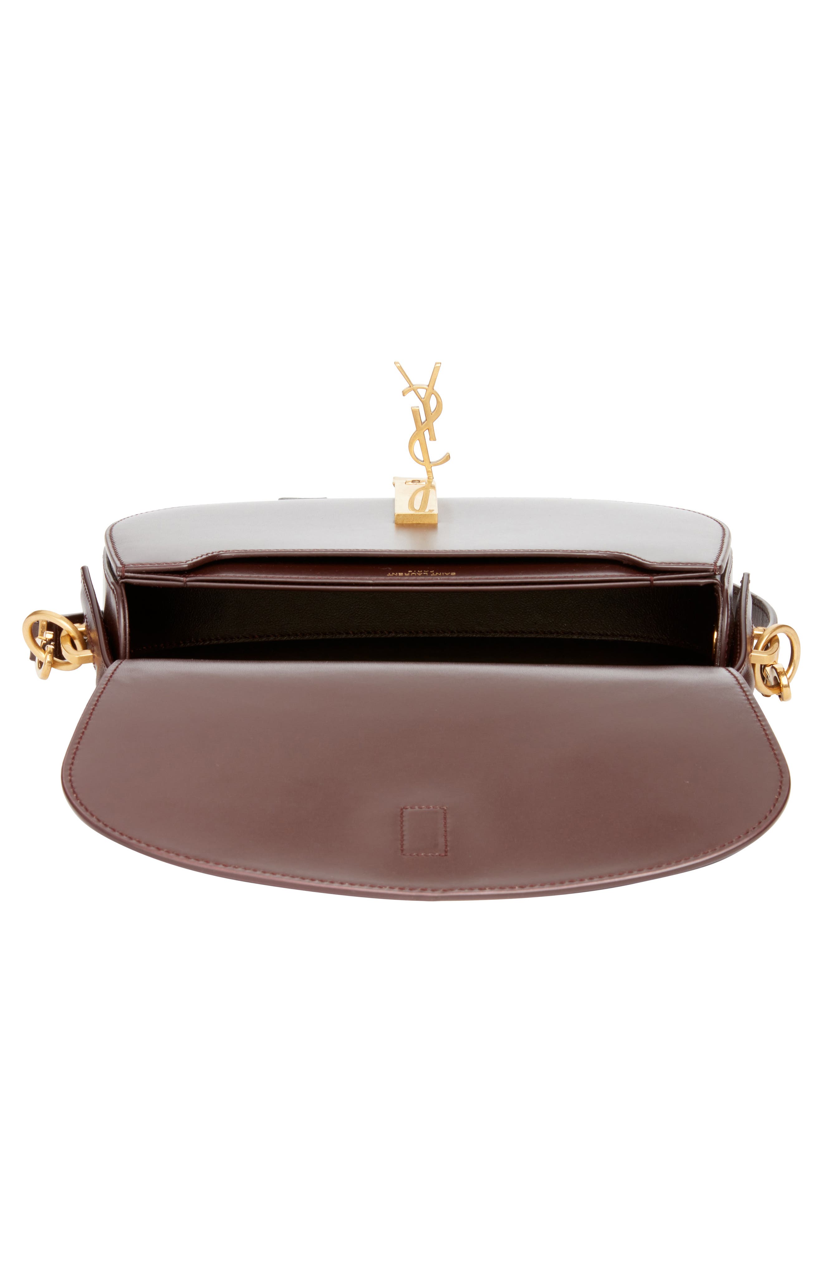 Saint Laurent Voltaire Leather Crossbody Bag, Alternate, color, Raisin