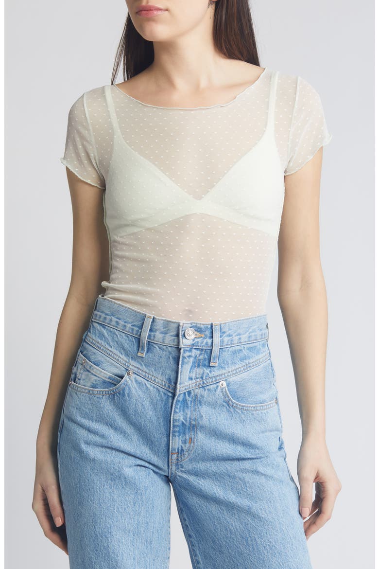 On the Dot Mesh Baby Tee, Main, color, LIGHTEST SKY