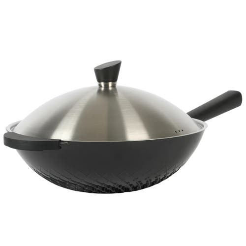 Kenmore Eugene 13 Inch Nonstick Cast Alumium Wok With Stainless Steel Lid In Black