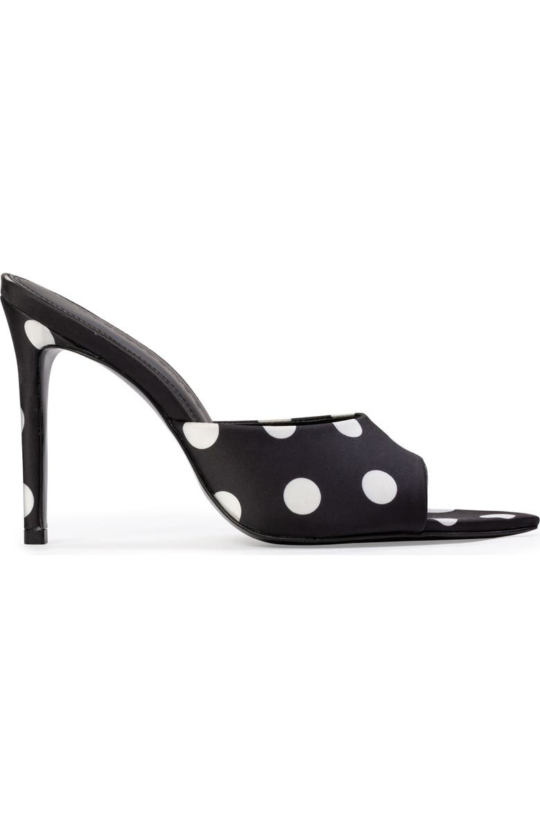 BLACK SUEDE STUDIO Bella 100 Mule, Main, color, Black Polka Dot Satin