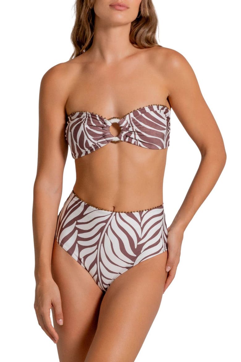 Bead Trimmed Bandeau Bikini Top, Alternate, color, VANILLA CUSTARD