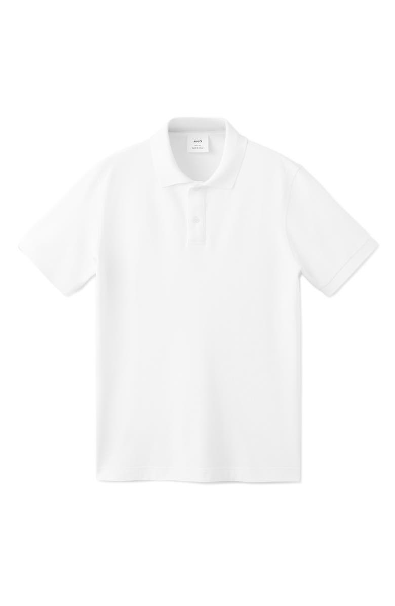MANGO Regular Fit Cotton Piqué Polo, Alternate, color, White