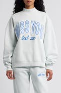 HAPPY CAMP3R Miss You Appliqué Mock Neck Graphic Sweatshirt