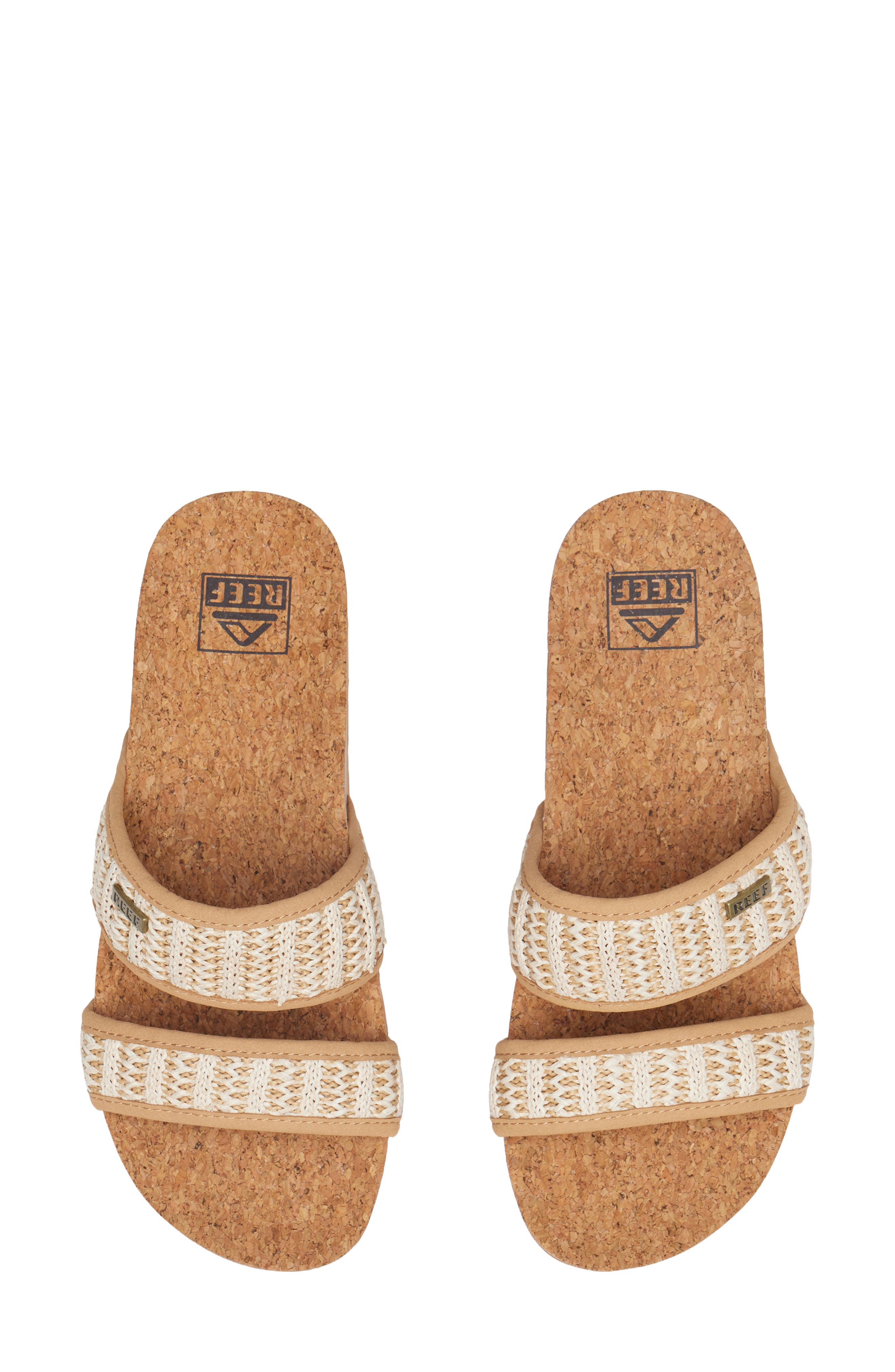 Reef Cushion Vista Hi Platform Slide Sandal, Alternate, color, Tan/ Vintage Woven