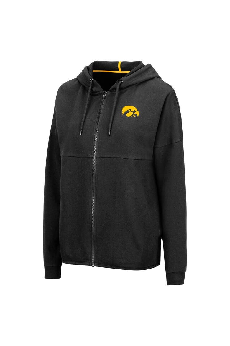Women's Colosseum Black Iowa Hawkeyes 2-Hit Full-Zip Hoodie, Alternate, color, Black