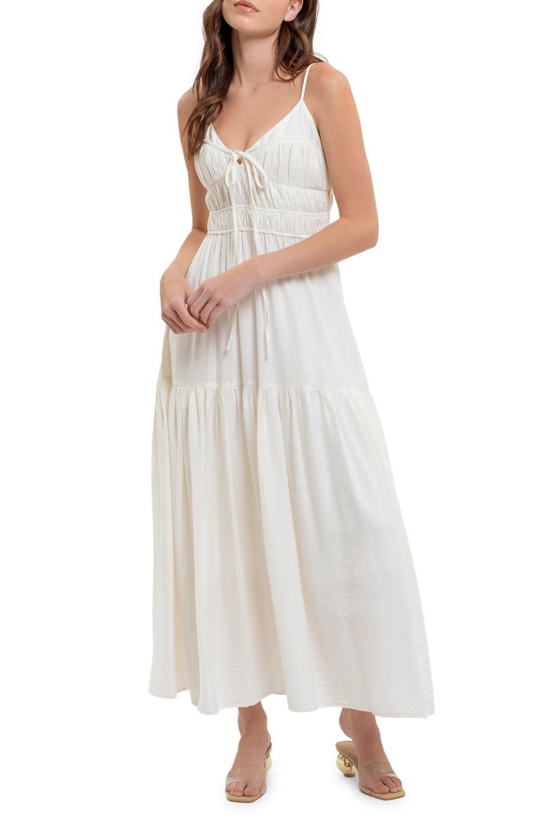 Smocked Sleeveless Maxi Dress, Main, color, WHITE
