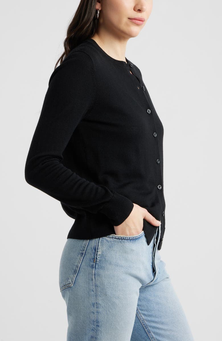 Caslon<sup>®</sup> Merino Wool Blend Cardigan, Alternate, color, Black