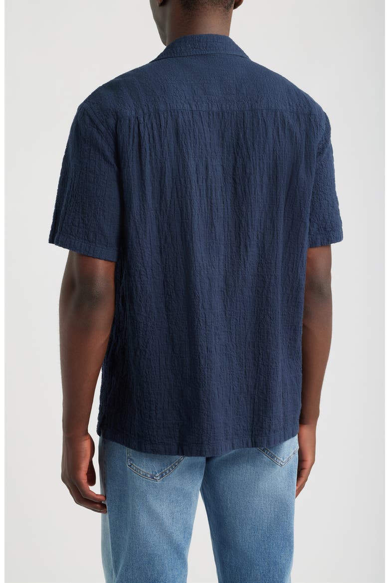 Cotton and Linen Slub Camp Shirt, Alternate, color, OBSIDIAN BLUE