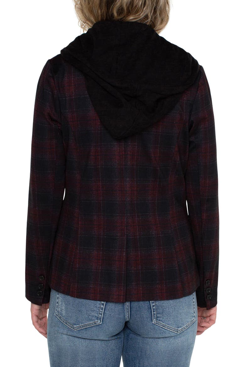 Plaid Boyfriend Blazer with Removable Hoodie Bib, Alternate, color, B/RD SHAD