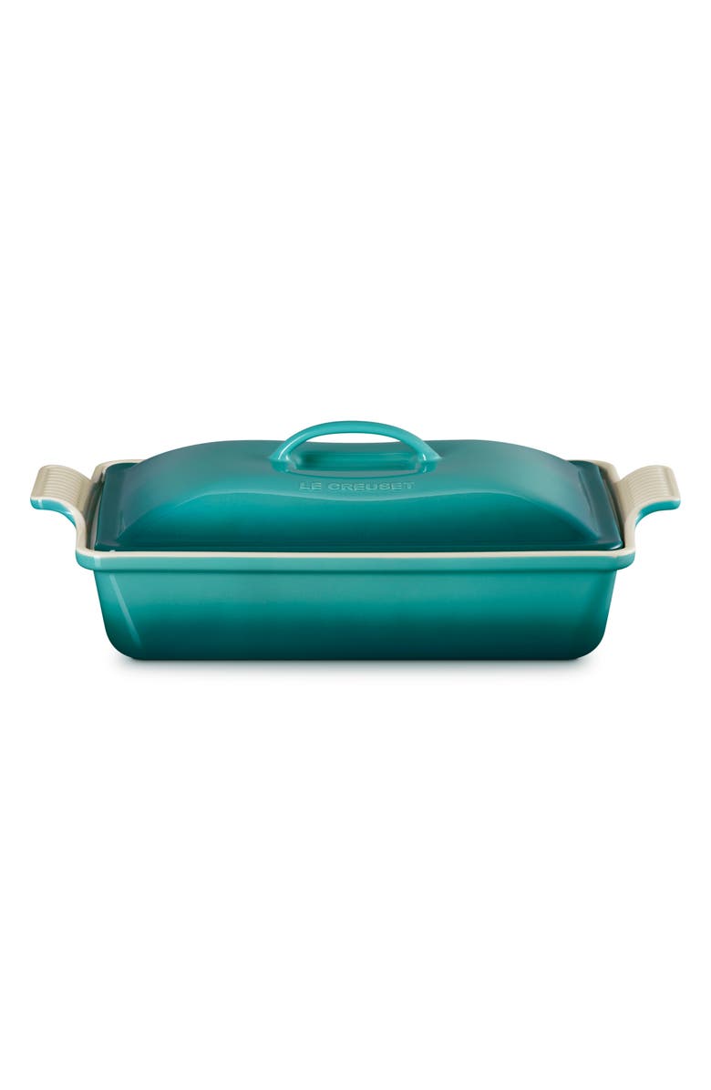 Le Creuset 4-Quart Rectangular Stoneware Casserole with Lid, Alternate, color, Riviera
