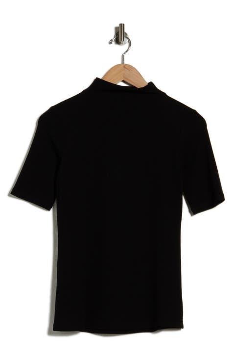 Cruzio Ribbed Mock Neck Top