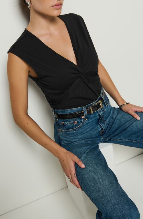 Nation Ltd Shelly Twist Front Sleeveless Top In Jet Black