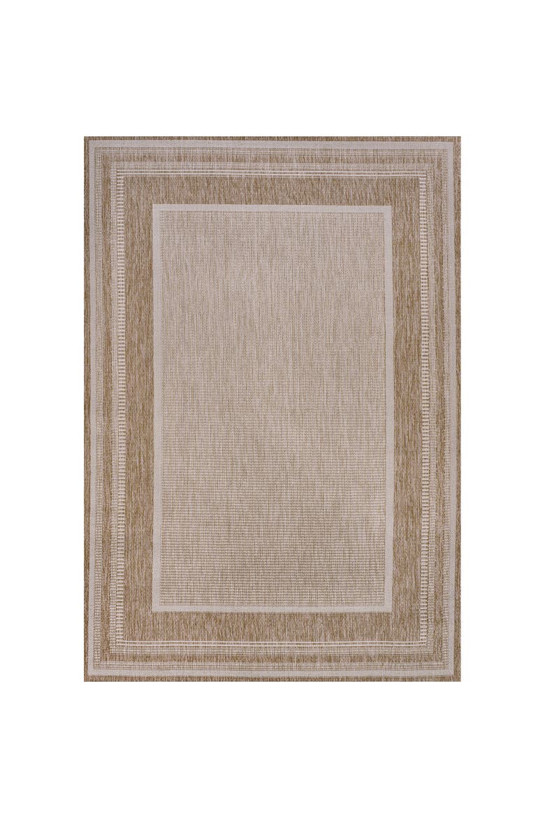 Beckett Classic Casual Border Stripe Indoor/Outdoor Area Rug, Main, color, Beige/Cream