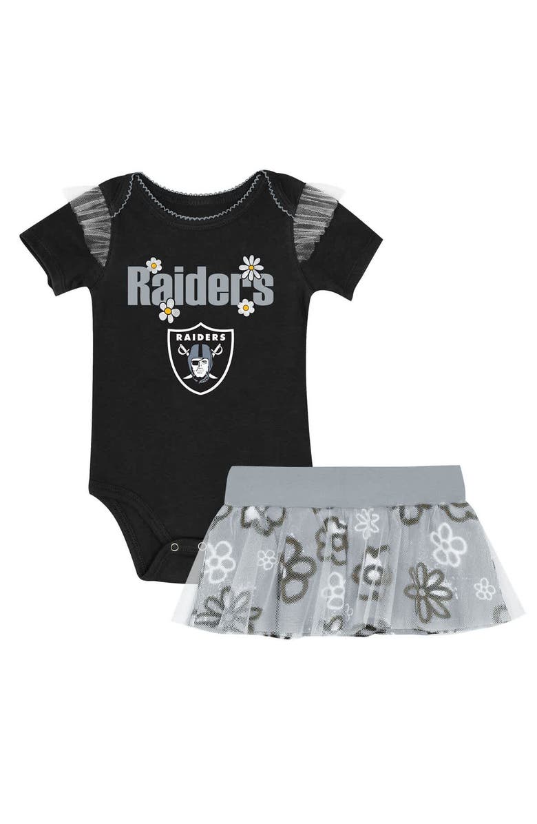 Outerstuff Girls Infant Outerstuff Las Vegas Raiders My Team Rocks Bodysuit and Skirt Set, Main, color, Black