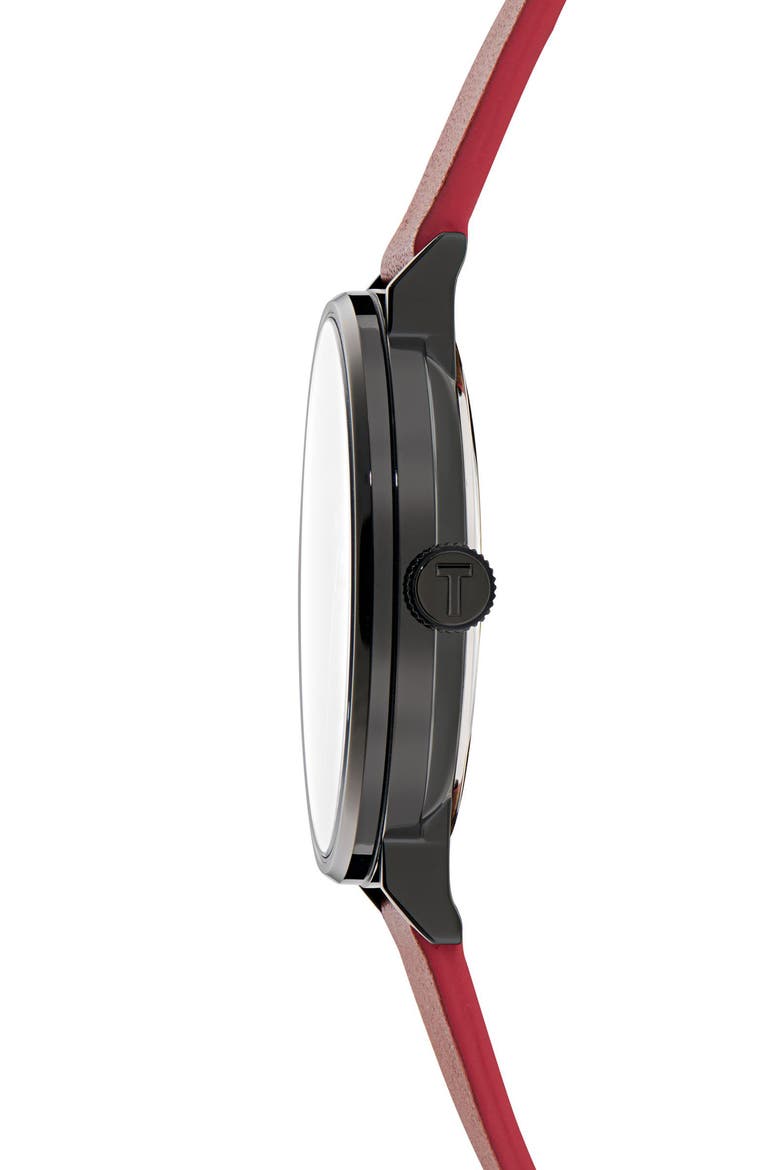 Phylipa Gents Leather Strap Watch, 41mm, Alternate, color, BROWN