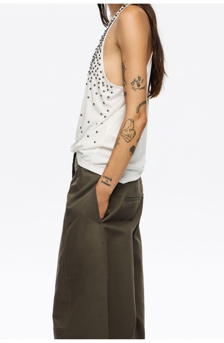 Bimba y Lola Studded Sleeveless T-Shirt, Alternate, color, Ivory