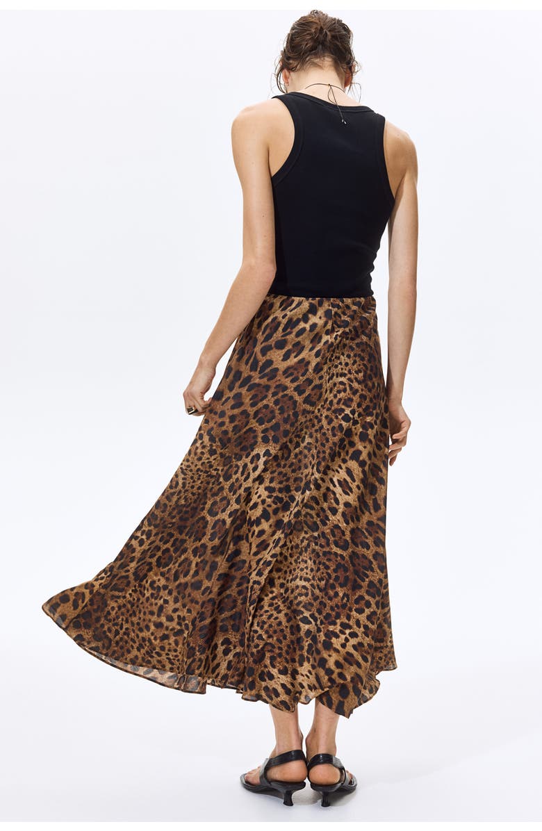 H&M Satin Maxi Skirt, Alternate, color, Beige/Leopard Print