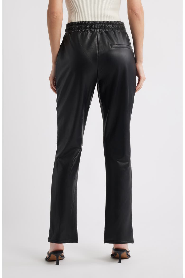 Faux Leather Wide Leg Drawstring Pants, Alternate, color, BLACK