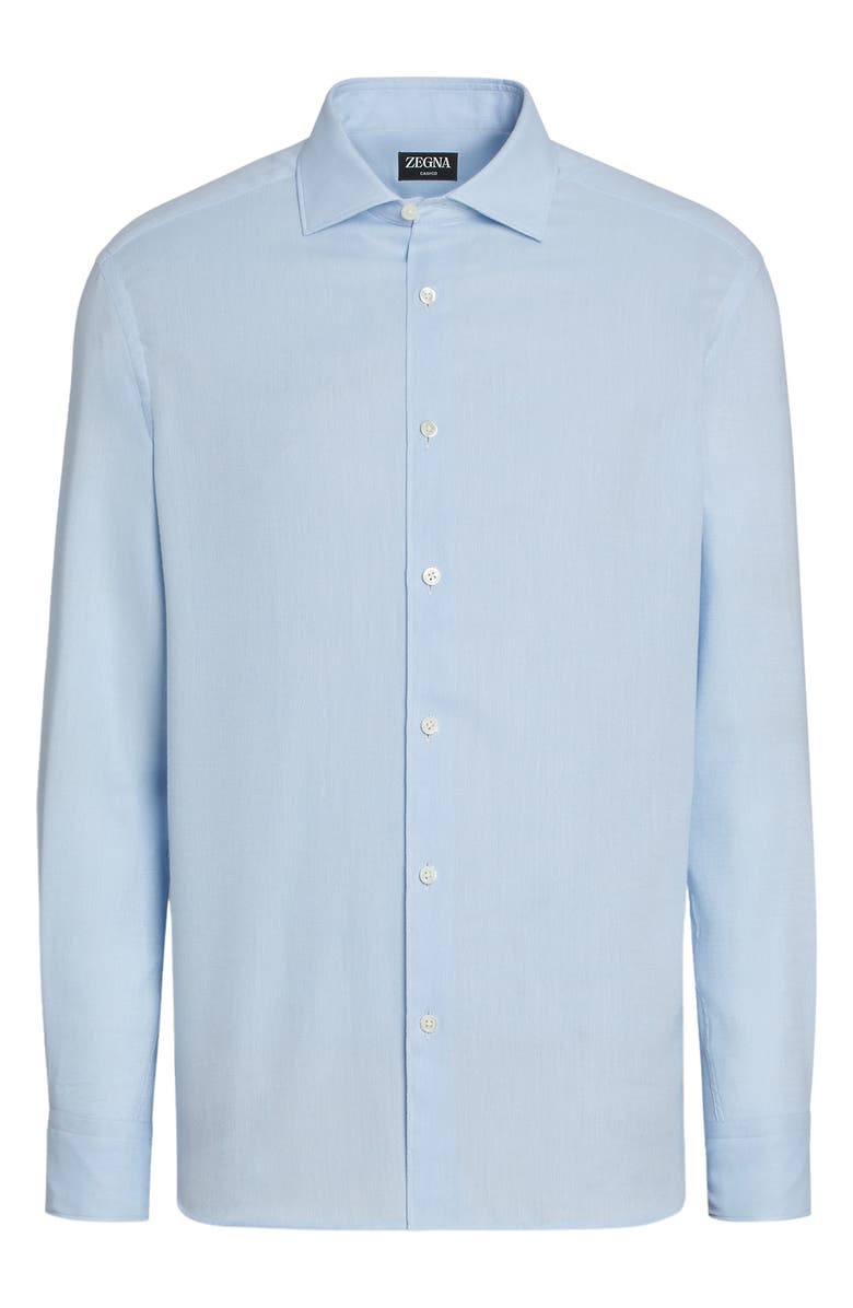 ZEGNA Cashco Cotton & Cashmere Button-Up Shirt, Alternate, color, Ghiaccio