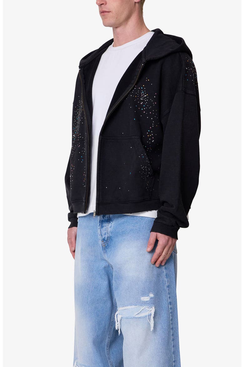 Crystal Embellished Zip Hoodie, Alternate, color, WASHED BLACK