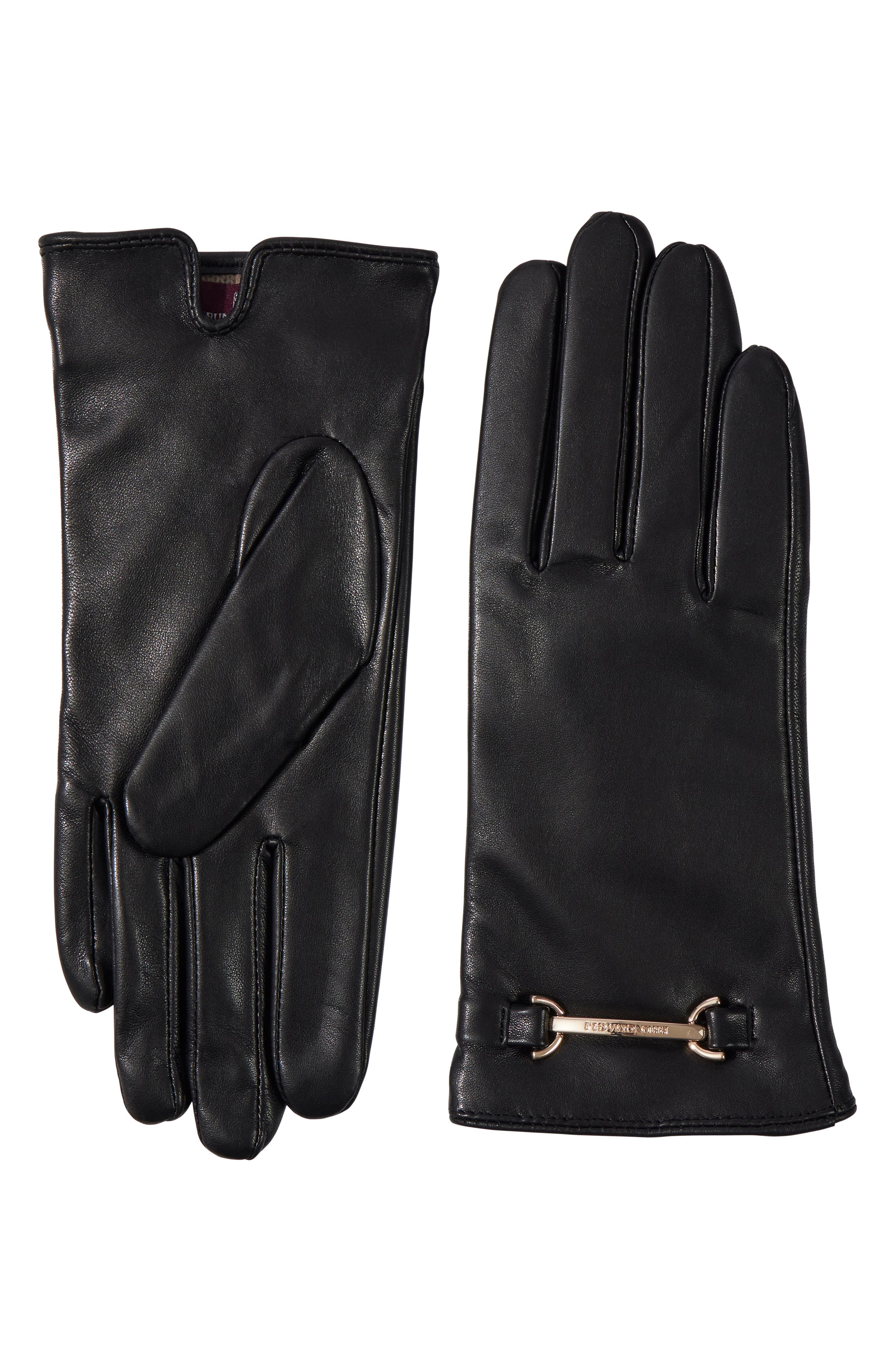 Logo Buckle Leather Gloves
