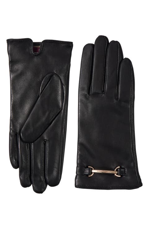 Logo Buckle Leather Gloves