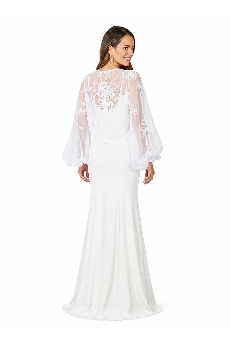 Beaded Faux-Wrap V-Neck Bridal Gown, Alternate, color, Ivory