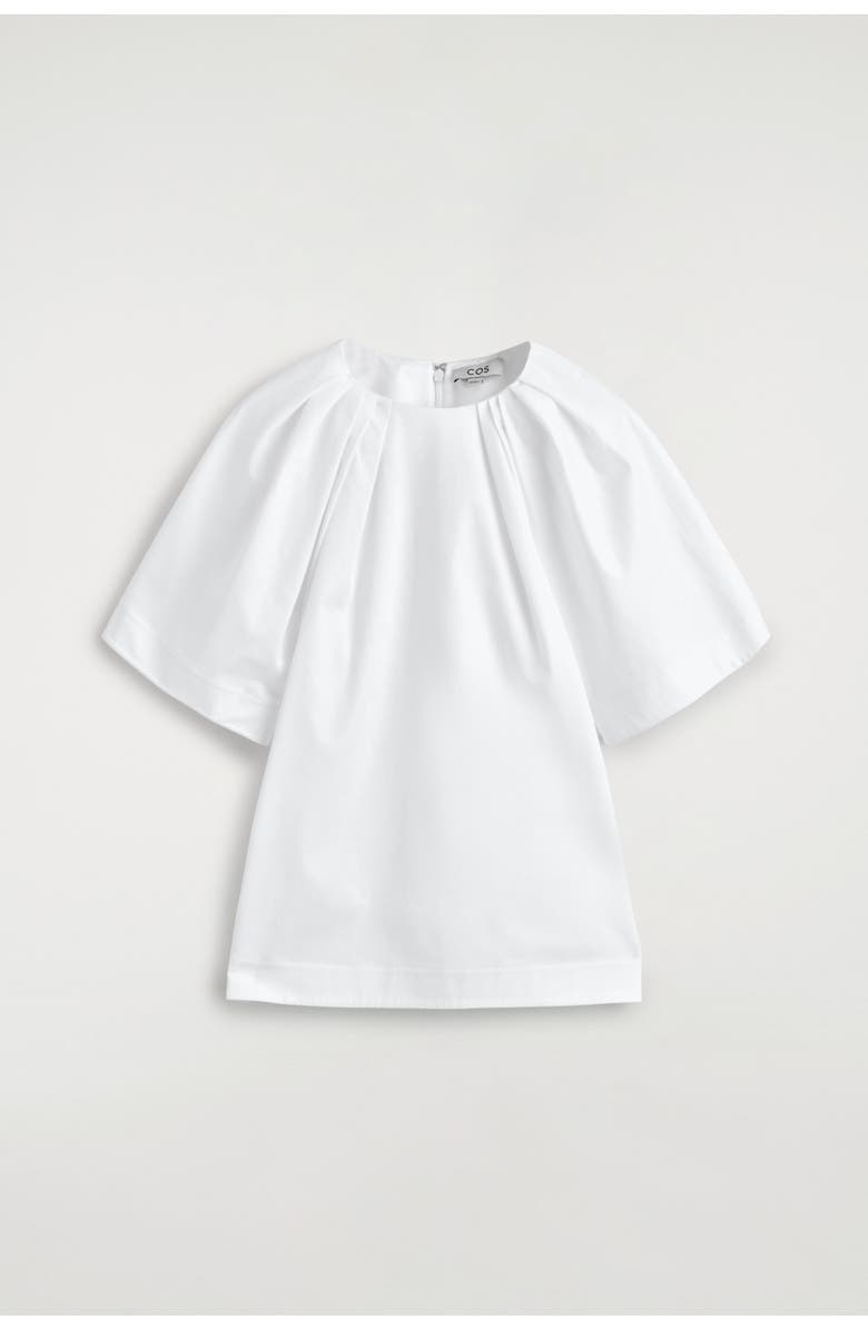 COS Gathered Short-sleeved Cotton Top, Alternate, color, White