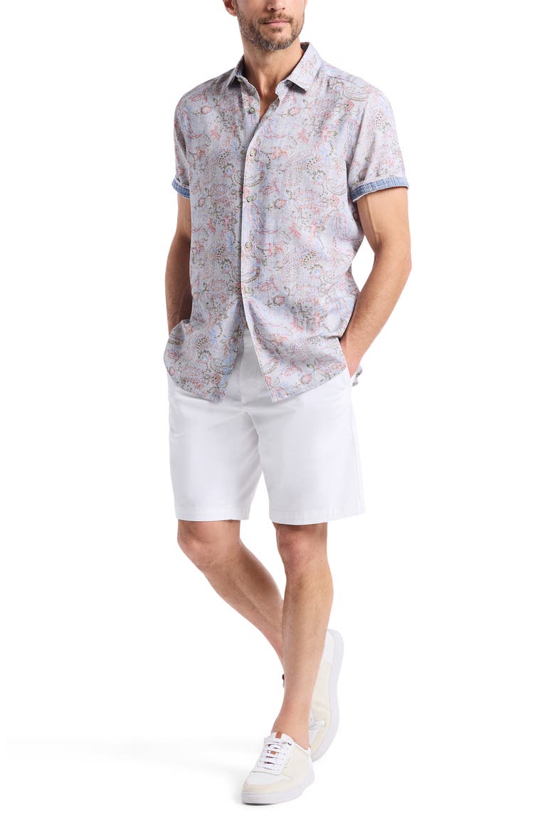 Windsong Floral Paisley Short Sleeve Button-Up Shirt, Alternate, color, MULTI