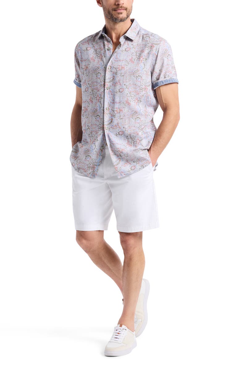 Robert Graham Windsong Floral Paisley Short Sleeve Button-Up Shirt, Alternate, color, 