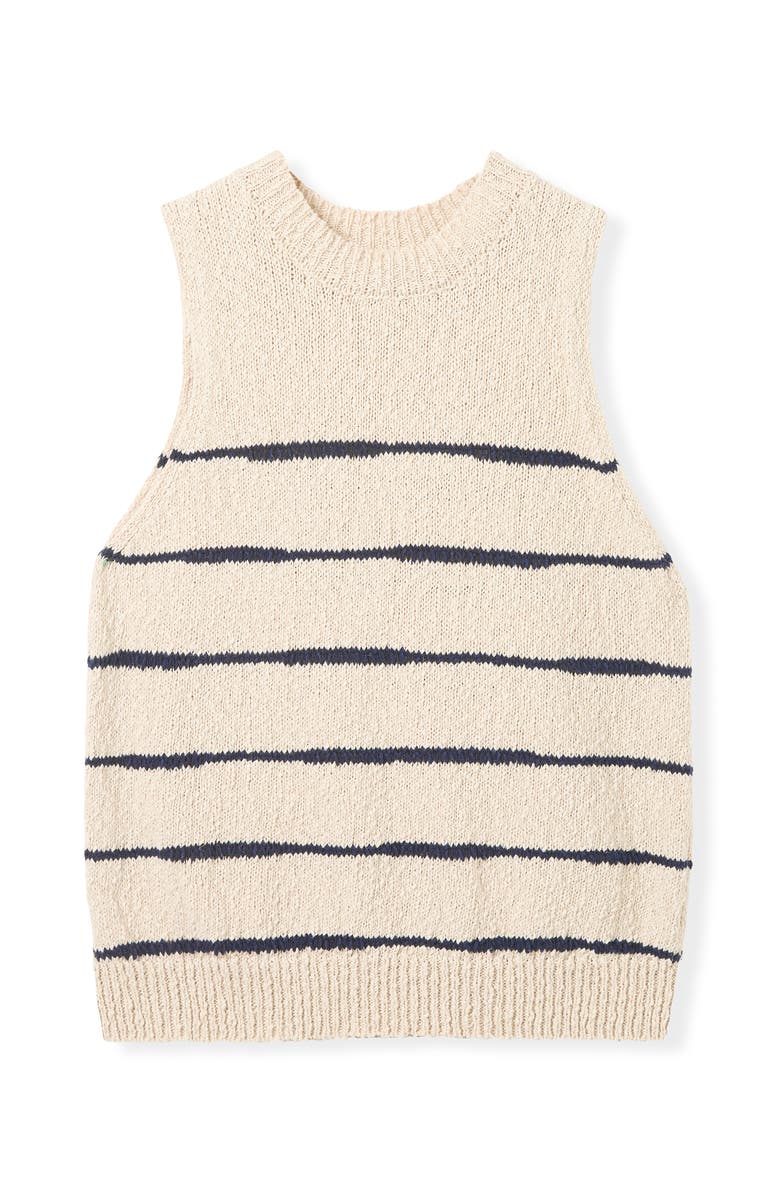 Celtic & Co. Drop Stitch Knitted Vest Top, Alternate, color, Ecru / Navy