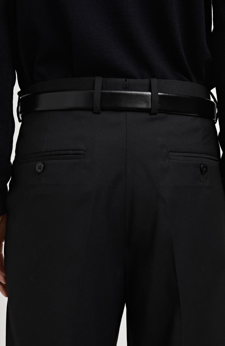 MANGO Slim Fit Pleated Black Stretch Dress Pants, Alternate, color, 