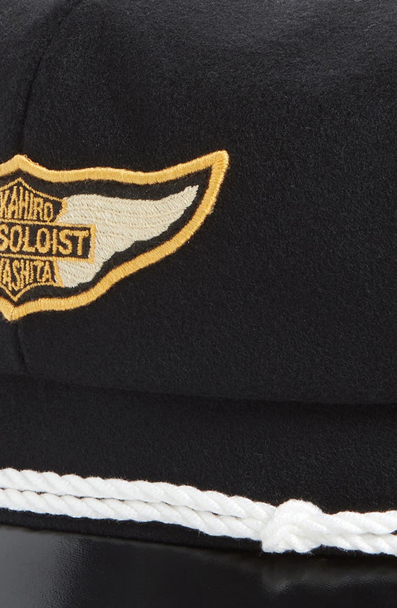 TAKAHIROMIYASHITA TheSoloist. Wool Marine Cap, Alternate, color, Black X Black