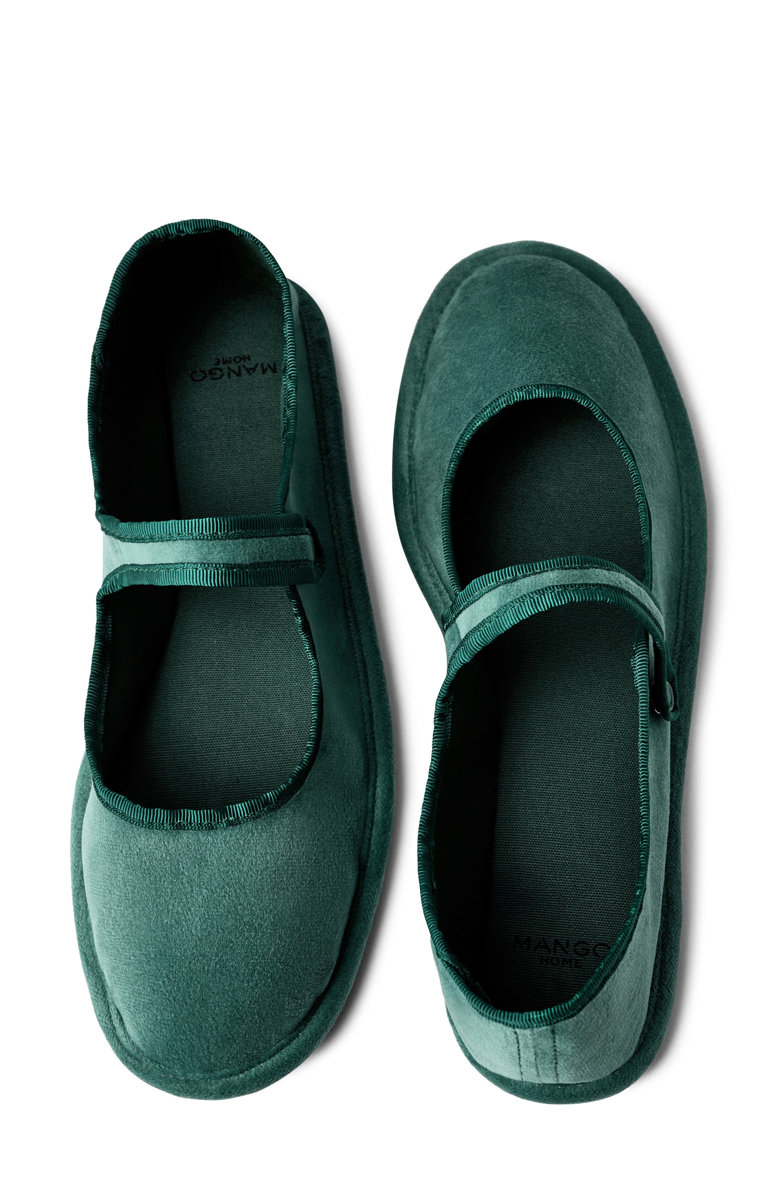 MANGO Snap Strap Velour Ballet Flat, Alternate, color, 