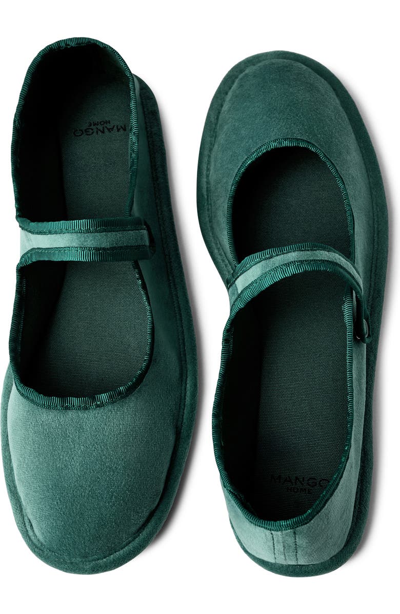MANGO Snap Strap Velour Ballet Flat, Alternate, color,