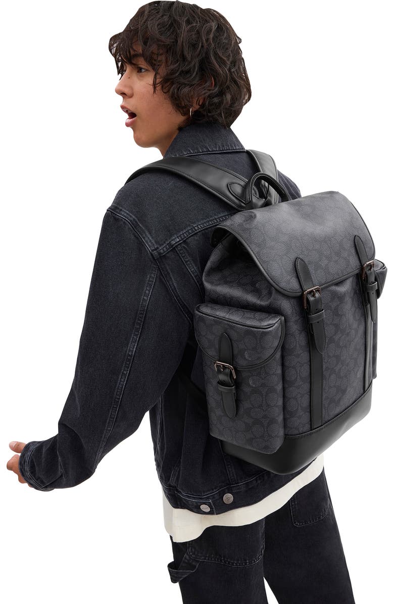 COACH Hitch Coated Canvas Backpack, Alternate, color,