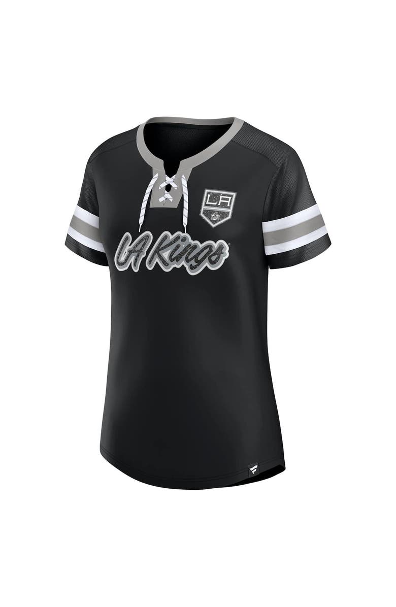 FANATICS Women's Fanatics Black Los Angeles Kings Iconic Athena Lace-Up T-Shirt, Alternate, color, Black